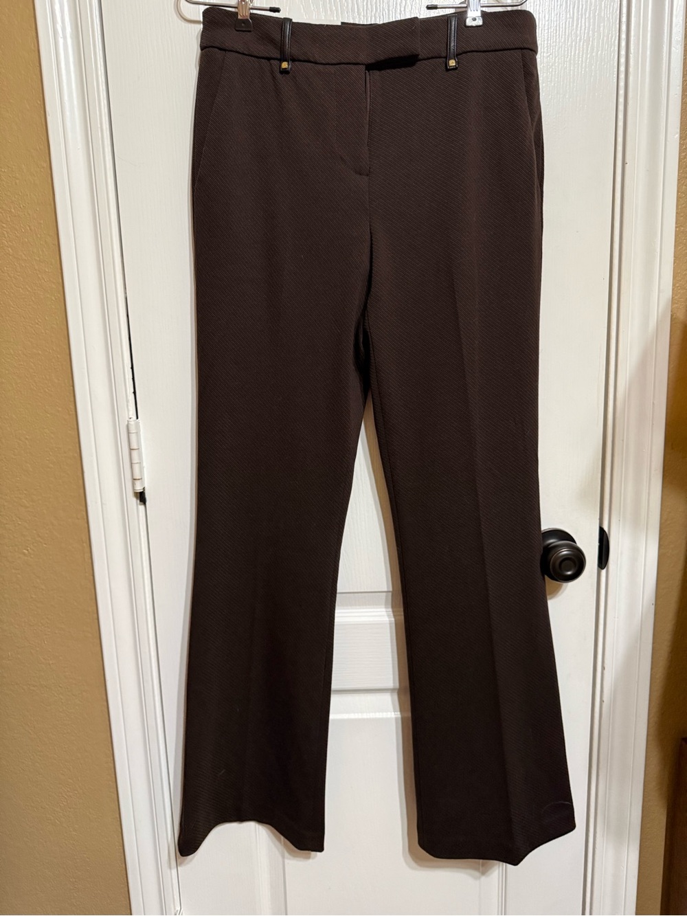 🪻H005 NWT Marc Jacobs Sz 4 S w15 Dark Brown Cocco Boot Cut Dress Pants
